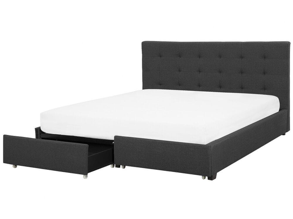 Beliani Čalúnená posteľ s úložným priestorom 180 x 200 cm tmavosivá LA ROCHELLE
